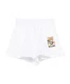 Moschino Kids Leo Teddy-printed Ruffled Drawstring Shorts In White