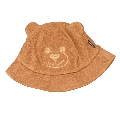 Moschino Kids Leo Teddy Round Crown Bucket Hat In Brown