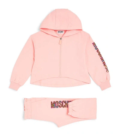 Moschino Kids' Logo Hoodie And Sweatpants Set (4-14 Years) In Pink