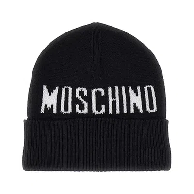 Moschino Kids Logo-intarsia Turn-up Brim Beanie In Black