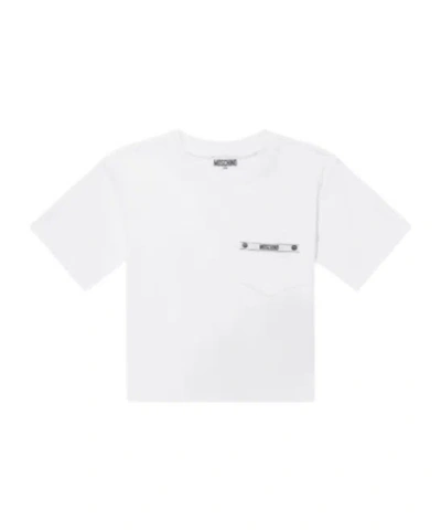 Moschino Kids Logo Patch Crewneck T-shirt In White