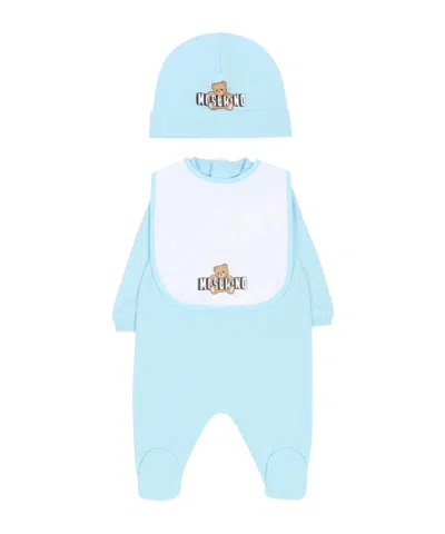 Moschino Babies'  Kids Logo Printed Crewneck Tracksuit In Blue