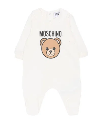 Moschino Kids Logo Printed Crewneck Tracksuit In White