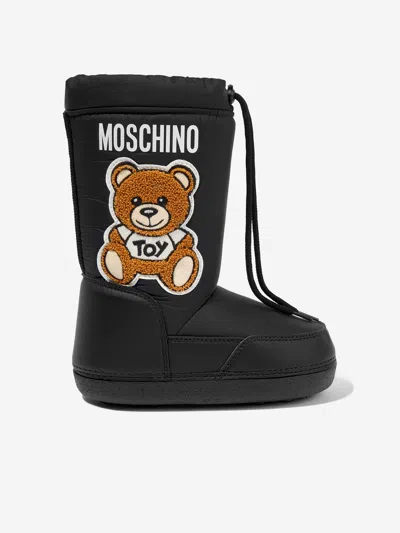 Moschino Kids Logo Snow Boots In Black
