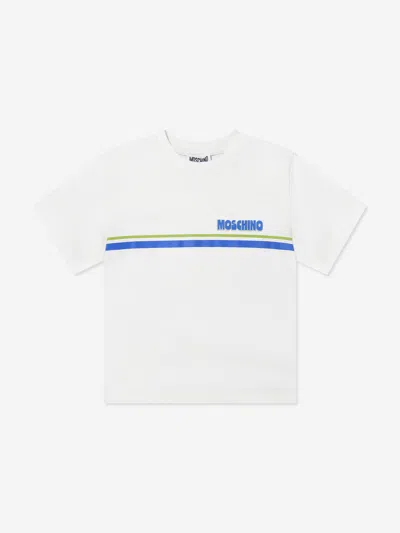 Moschino Kids Logo Stripe T-shirt In White