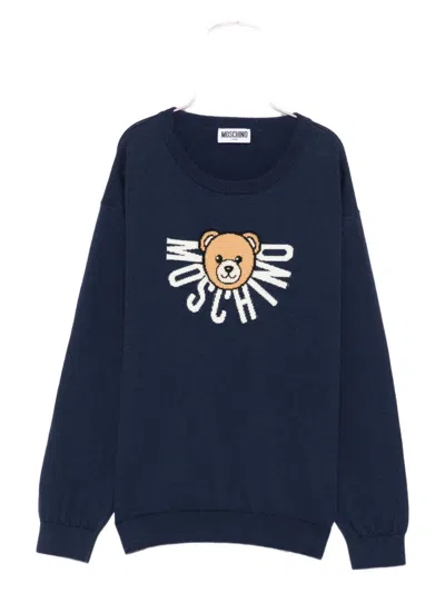 Moschino Kids Logo Sweater In Blue