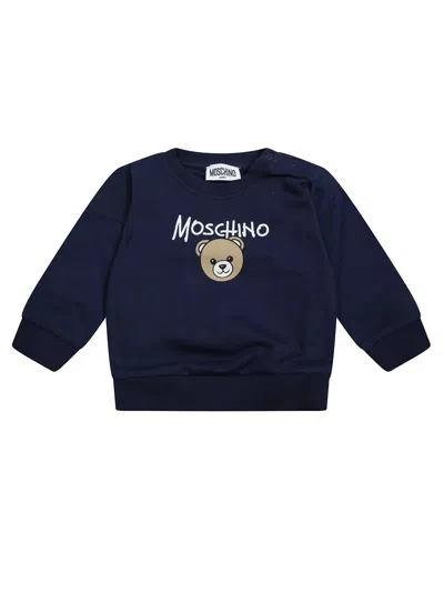 Moschino Kids Logo Sweatshirt For Baby In Blu