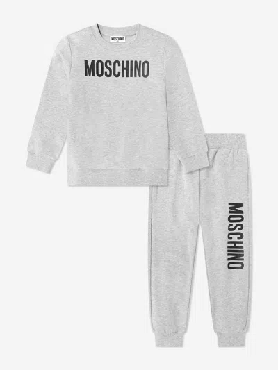 Moschino Kids Logo Tracksuit In Gray