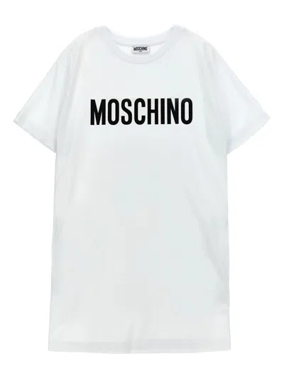 Moschino Kids Mini Crew Neck Short Sleeve T-shirt With Logo Print For Girls In White