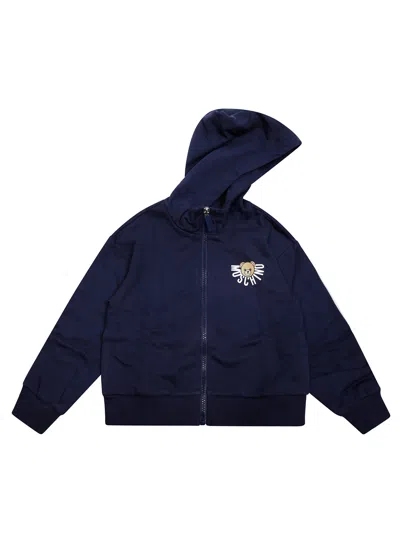 Moschino Kids Mini Full-zip Hoodie For Kids In Blue