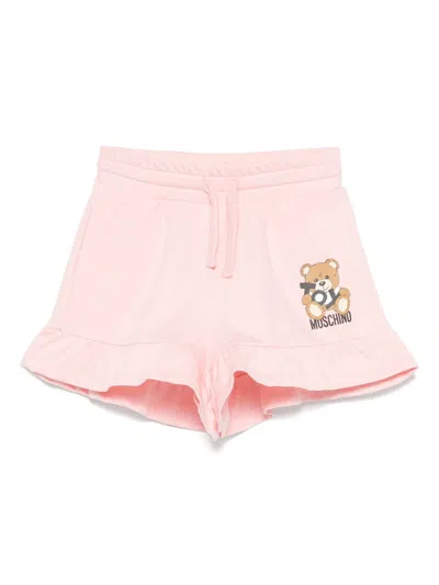 Moschino Kids Mini Ruffle Shorts With Drawstring Waist In Pink