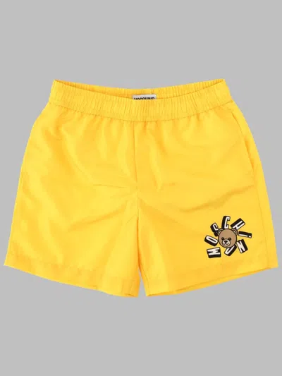 Moschino Kids Mini Swim Shorts With Gift Box In Yellow