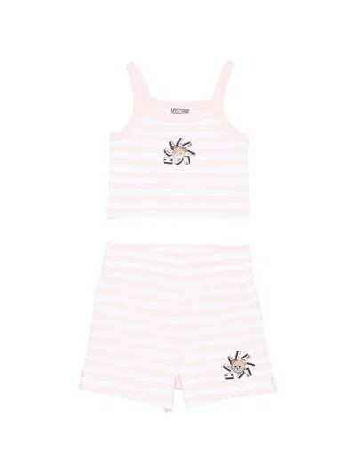 Moschino Kids Mini Two-piece Summer Suit With Spaghetti Straps In White