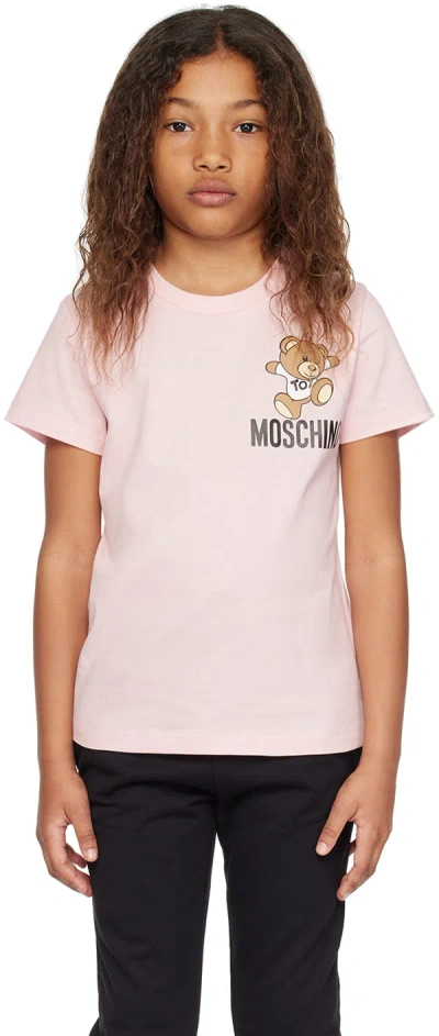 Moschino Kids Pink Teddy Bear T-shirt In 50209 Sgr Rose