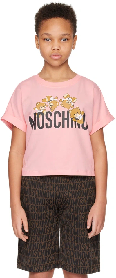 Moschino Kids Pink Teddy T-shirt In 50209 Sgr Rose