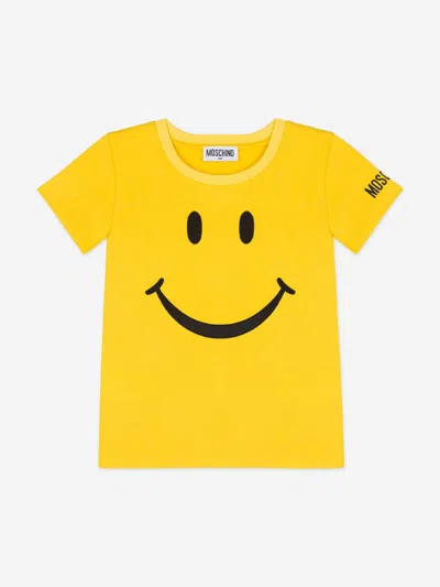 Moschino Kids' Logo-print Cotton T-shirt In Yellow