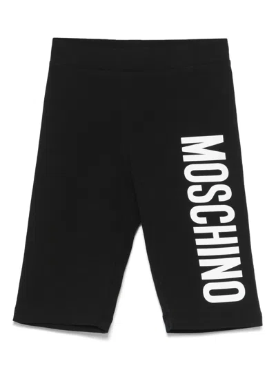 Moschino Kids Stylish Contrast Logo Trousers For Girls In Black