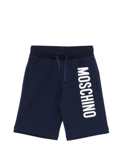 Moschino Kids Stylish Mini Boy's Shorts With Sophisticated Waistband In Blue