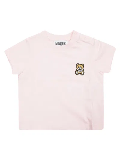 Moschino Kids T Shirt Stampa Mini Logo In Pink