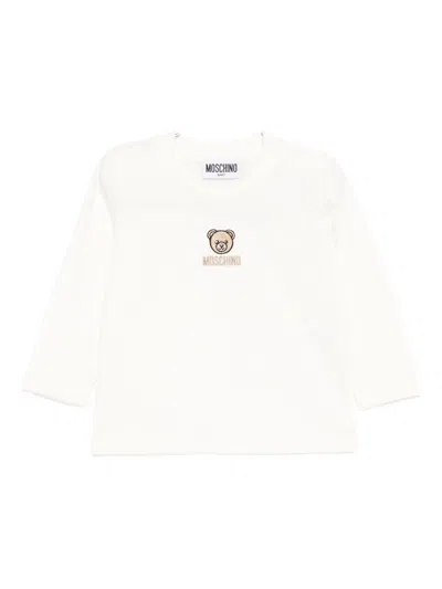 Moschino Babies'  Kids T-shirt With Teddy Bear Embroidery In White