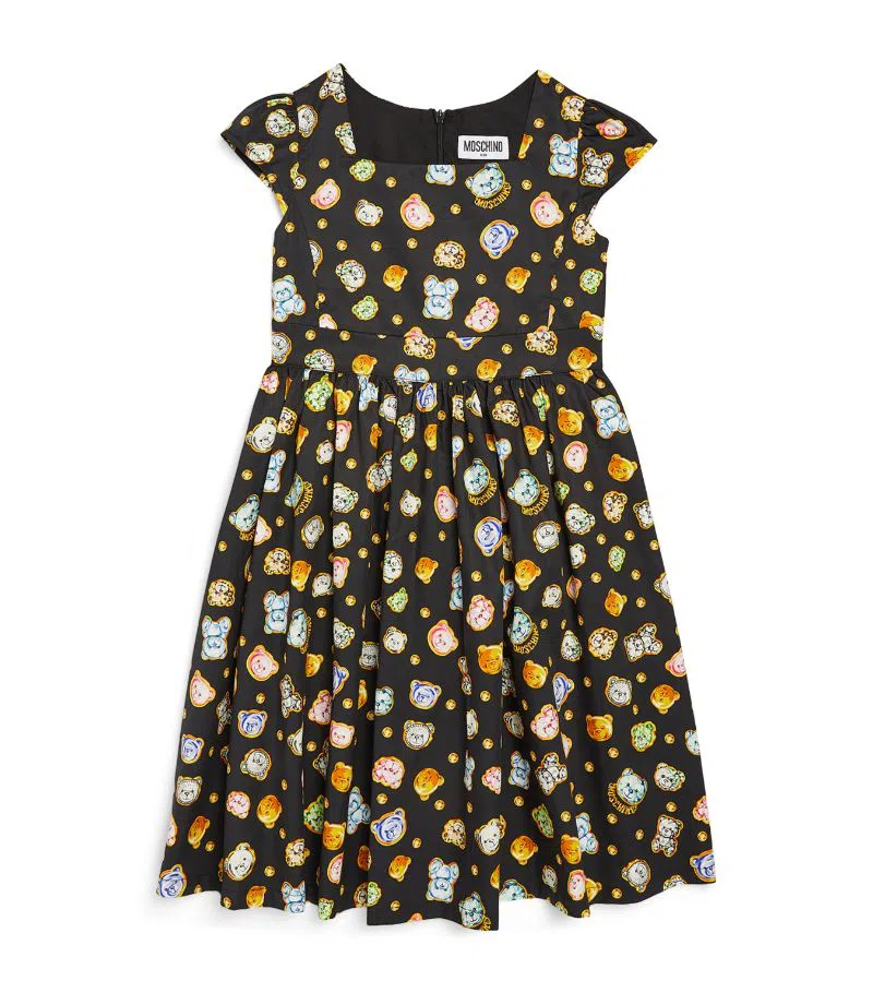 Moschino Kids logo-stud flared dress - Black
