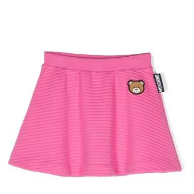 Moschino Kids Teddy Bear Embroidered Mini Skirt In Red