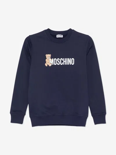 Moschino Kids Teddy Bear Logo Sweatshirt In Blue