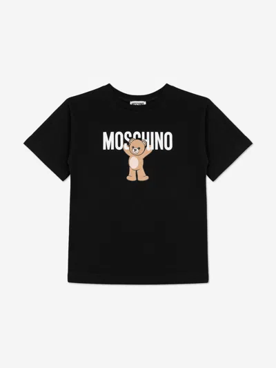 Moschino Kids Teddy Bear Logo T-shirt In Black