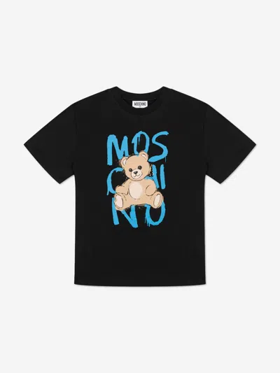 Moschino Kids Teddy Bear Logo T-shirt In Black