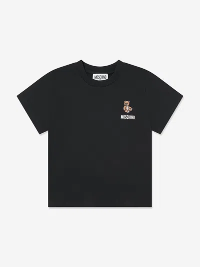 Moschino Kids Teddy Bear Logo T-shirt In Black
