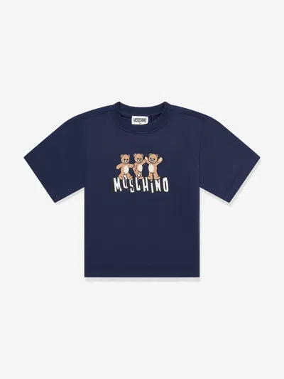 Moschino Kids Teddy Bear Logo T-shirt In Blue