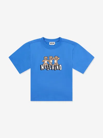 Moschino Kids Teddy Bear Logo T-shirt In Blue