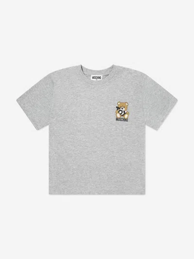 Moschino Kids Teddy Bear Logo T-shirt In Grey
