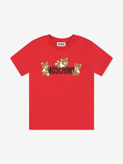 Moschino Kids Teddy Bear Logo T-shirt In Red