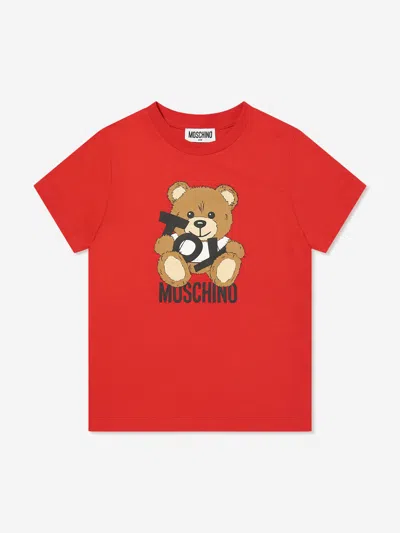 Moschino Kids Teddy Bear Logo T-shirt In Red
