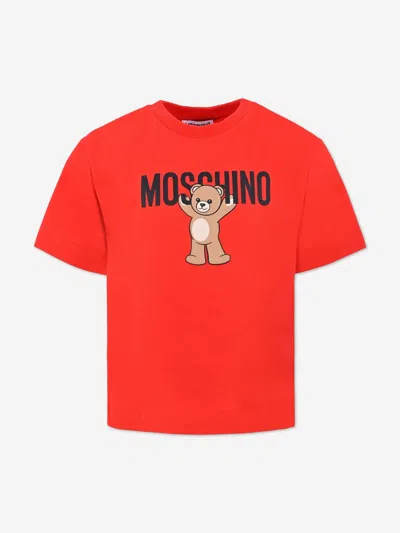 Moschino Kids Teddy Bear Logo T-shirt In Red