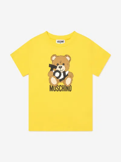 Moschino Kids Teddy Bear Logo T-shirt In Yellow