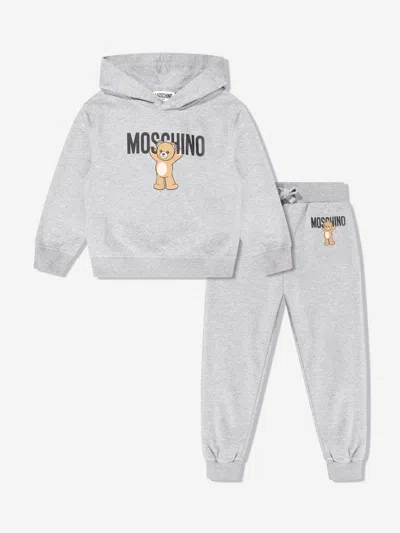 Moschino Kids Teddy Bear Logo Tracksuit In Gray