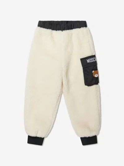 Moschino Kids Teddy Bear Pocket Joggers In Ivory