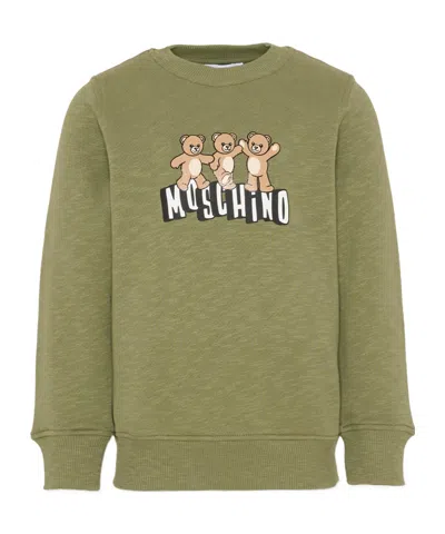Moschino Kids Teddy Bear Printed Crewneck Sweatshirt In Green