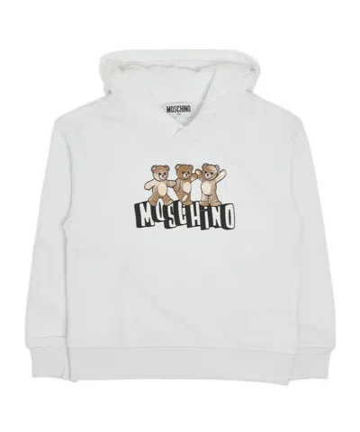 Moschino Kids Teddy Bear Printed Long-sleeved Hoodie In White