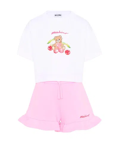 Moschino Babies'  Kids Teddy Bear Printed Tracksuit Set In White