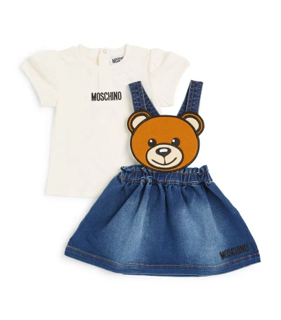 Moschino Teddy Bear T-shirt And Skirt Set (3-36 Months) In Blue