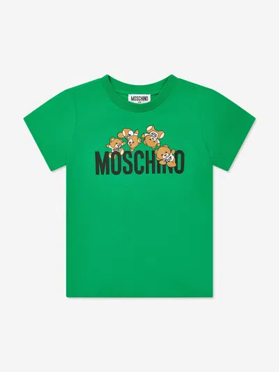 Moschino Kids Teddy Logo T-shirt In Green