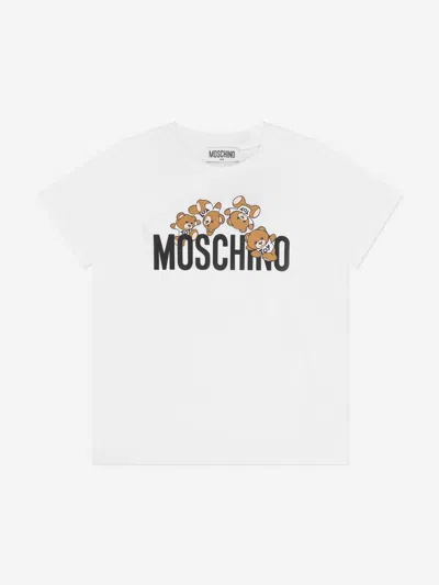 Moschino Babies' Teddy Logo T-shirt In White