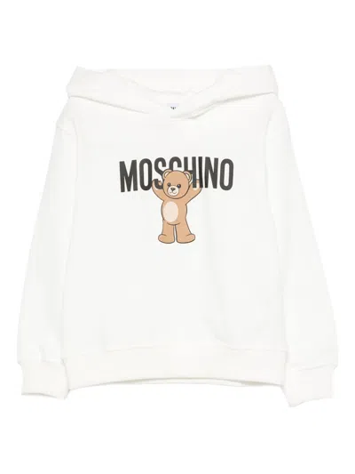 Moschino Kids Hoodie With Teddy Print In White