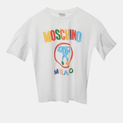 Pre-owned Moschino Kids White Logo Graphic Jersey T-shirt 14 Yrs