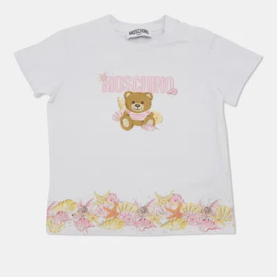 Pre-owned Moschino Kids White Teddy Bear Graphic Jersey T-shirt 2 Yrs