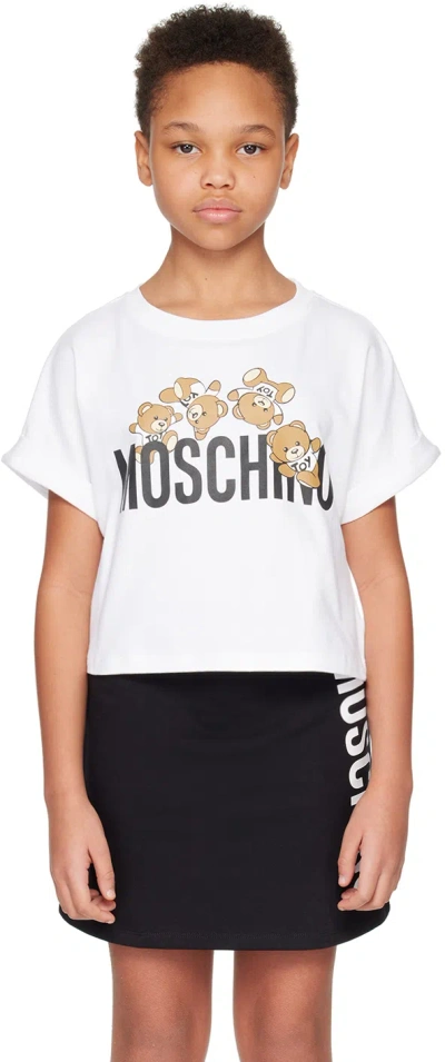 Moschino Kids White Teddy T-shirt In 10101 Opt White