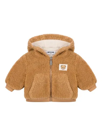 Moschino Kids Zip-up Bomber Jacket In Brown